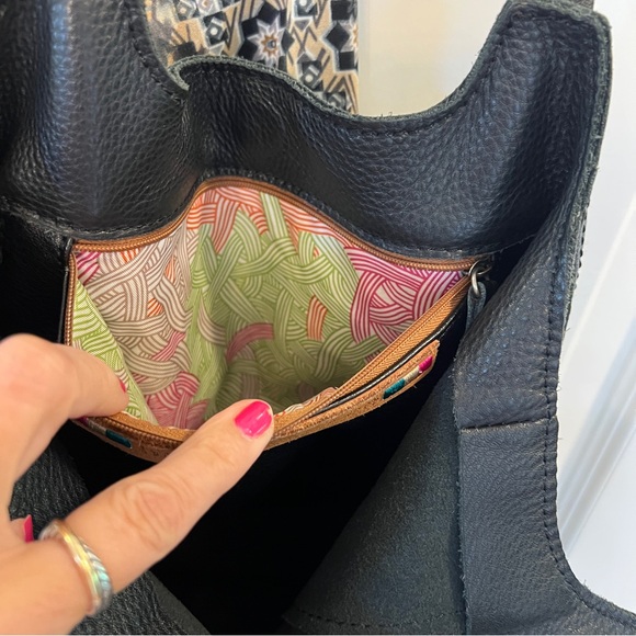 Happy & Free Black Genuine Leather Shoulder/Tote Bag + Medium Boho Dress - Picture 12 of 16